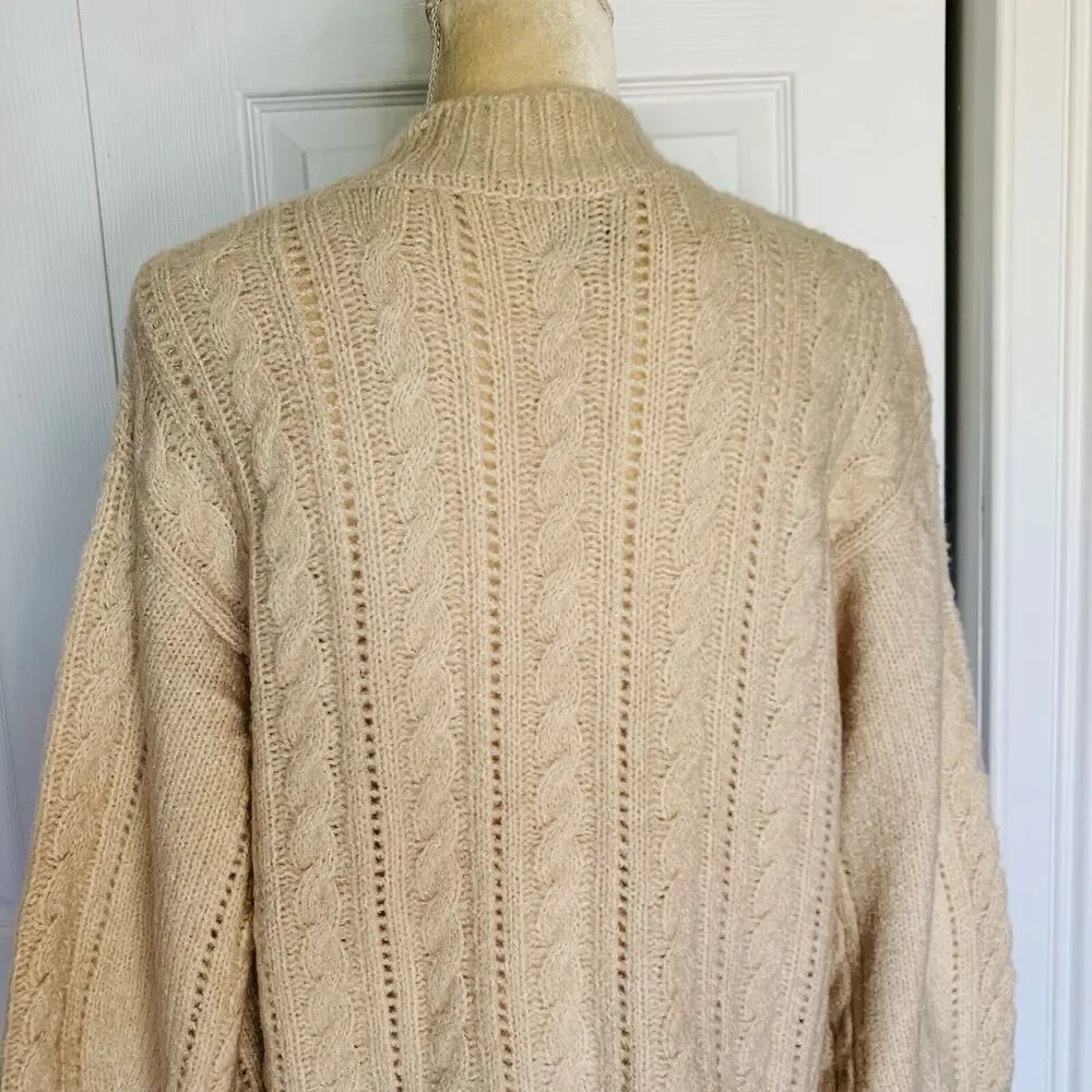 ELIE ELIE TAHARI Women Cable Knit Cardigan S/P Beige